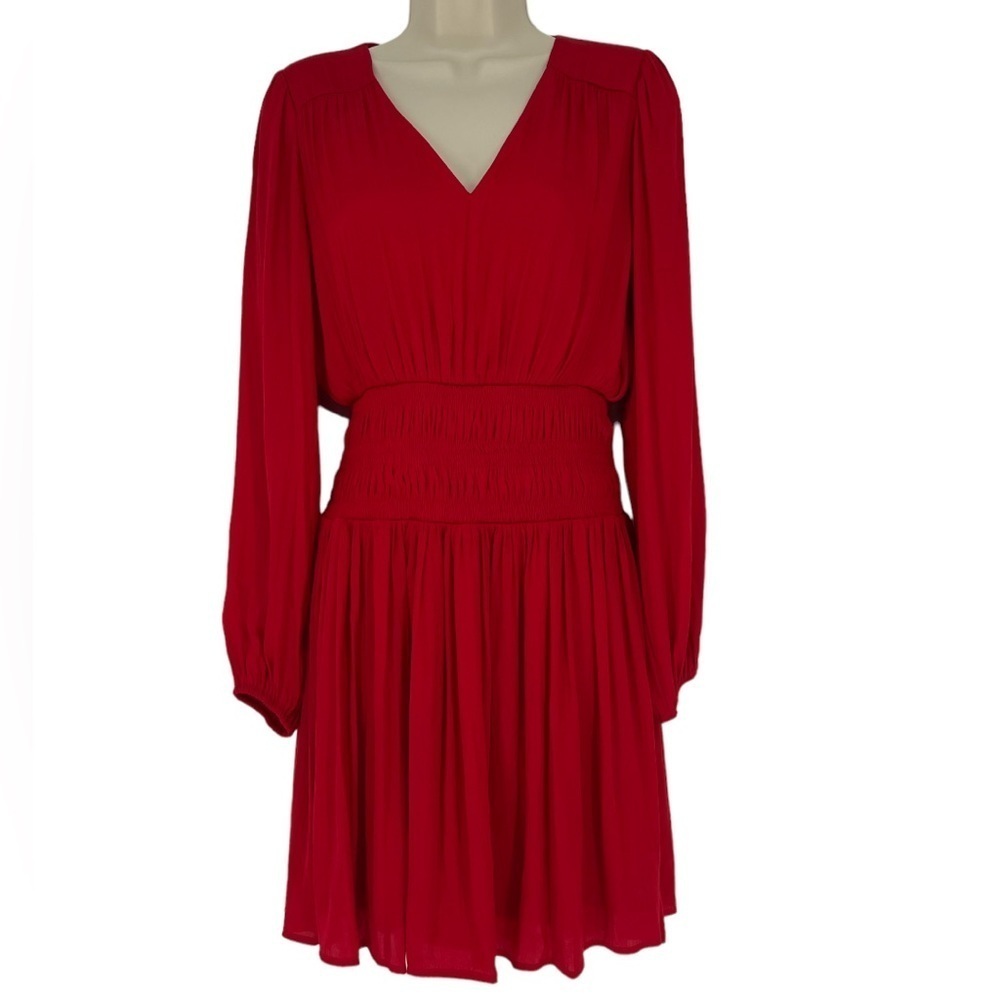 Nine West Red Smocked Waist Dress Size S